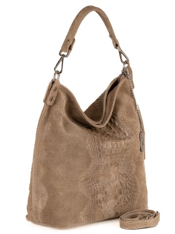 Anna Morellini Leder-Schultertasche "Denise" in Beige - (B)29 x (H)31 x (T)14 cm