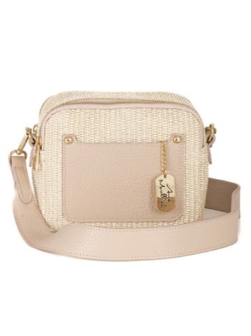 Anna Morellini Leder-Umhängetasche "Ilaria" in Beige - (B)20 x (H)17 x (T)8 cm
