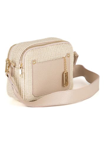 Anna Morellini Leder-Umhängetasche "Ilaria" in Beige - (B)20 x (H)17 x (T)8 cm