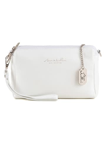 Anna Morellini Leder-Umhängetasche "Idalia" in Weiß - (B)24 x (H)16 x (T)9 cm