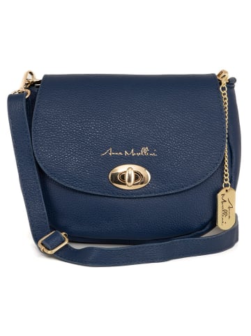 Anna Morellini Leren schoudertas "Iseppa" donkerblauw - (B)24 x (H)21 x (D)9 cm