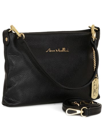 Anna Morellini Leder-Schultertasche "Sancia" in Schwarz - (B)25 x (H)16 x (T)4 cm