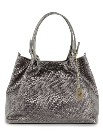 Anna Morellini Leder-Henkeltasche "Eloisa" in Grau - (B)38 x (H)28 x (T)16 cm