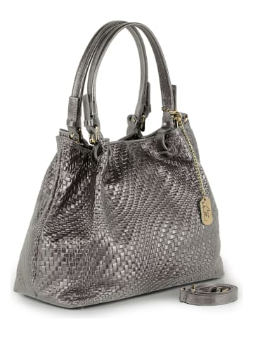 Anna Morellini Leder-Henkeltasche "Eloisa" in Grau - (B)38 x (H)28 x (T)16 cm