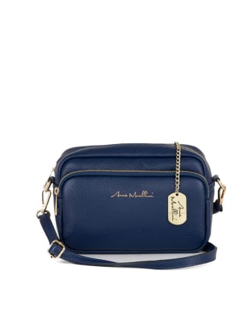 Anna Morellini Leder-Umhängetasche "Tabita" in Dunkelblau - (B)22 x (H)15 x (T)10 cm