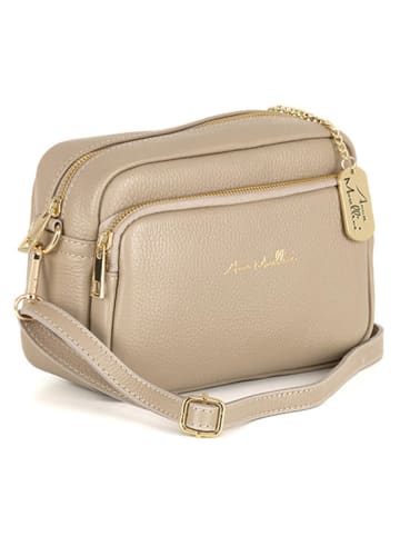 Anna Morellini Skórzana torebka "Tabita" w kolorze beżowym - 22 x 15 x 10 cm