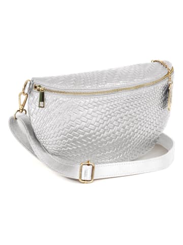 Anna Morellini Leder-Brustbeutel "Rufina" in Silber - (B)30 x (H)18 x (T)9 cm