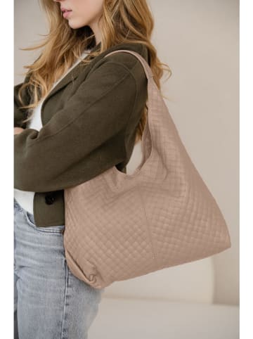 Anna Morellini Skórzany shopper bag "Nicolina" w kolorze beżowym - 41 x 42 x 11 cm