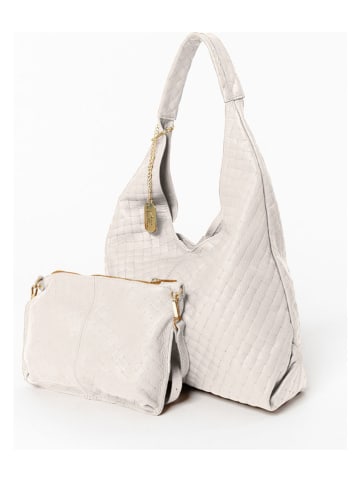 Anna Morellini Skórzany shopper bag "Nicolina" w kolorze kremowym - 41 x 42 x 11 cm