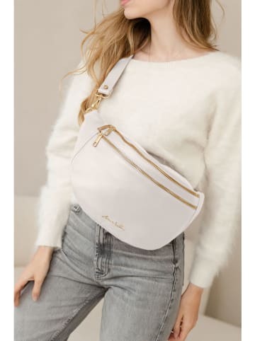 Anna Morellini Leren borstbuidel "Lorenza" wit - (B)36 x (H)22 x (D)12 cm