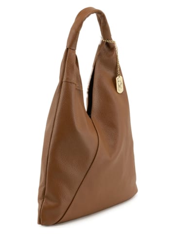 Anna Morellini Leder-Shopper "Chersilina" in Hellbraun - (B)40 x (H)48 x (T)2 cm