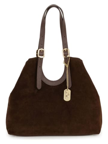 Anna Morellini Skórzany shopper bag "Velia" w kolorze brązowym - 42 x 33 x 14 cm