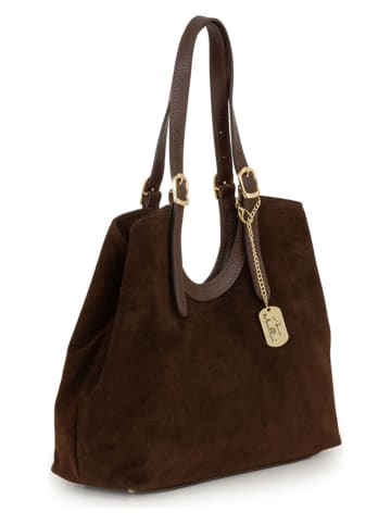 Anna Morellini Skórzany shopper bag "Velia" w kolorze brązowym - 42 x 33 x 14 cm