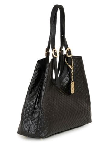 Anna Morellini Leder-Shopper "Velia" in Schwarz - (B)42 x (H)33 x (T)14 cm