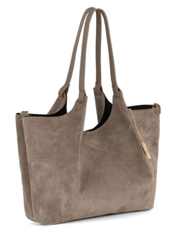 Anna Morellini Leren schoudertas "Lucria" taupe - (B)35 x (H)27 x (D)19 cm