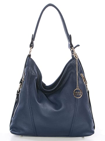 Mia Tomazzi Skórzana torebka w kolorze granatowym - 35 x 29 x 12 cm