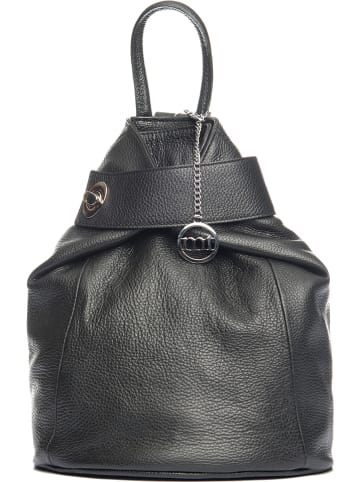 Mia Tomazzi Leder-Rucksack "Sirietto" in Schwarz - (B)28 x (H)35 x (T)13 cm