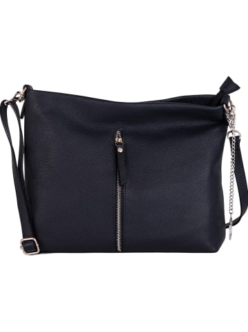 Mia Tomazzi Leren schoudertas "Alerami" donkerblauw - (B)30 x (H)25 x (D)10 cm