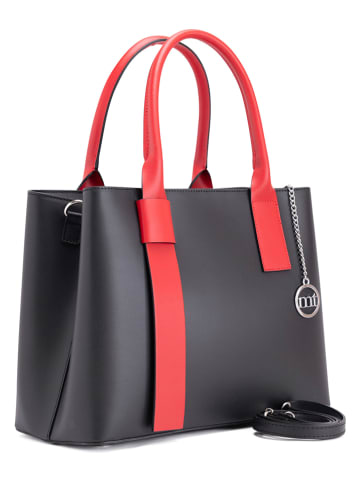 Mia Tomazzi Leren handtas "Argonne" zwart - (B)33 x (H)25 x (D)14 cm
