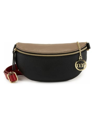 Mia Tomazzi Leder-Brustbeutel "Perugino" in Beige/ Schwarz - (B)23 x (H)13 x (T)2 cm