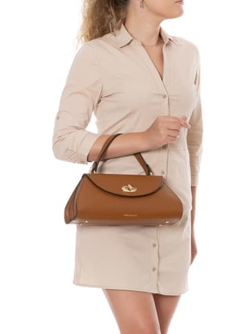 Mia Tomazzi Leder-Henkeltasche "Bardelli" in Hellbraun - (B)33 x (H)15 x (T)15 cm