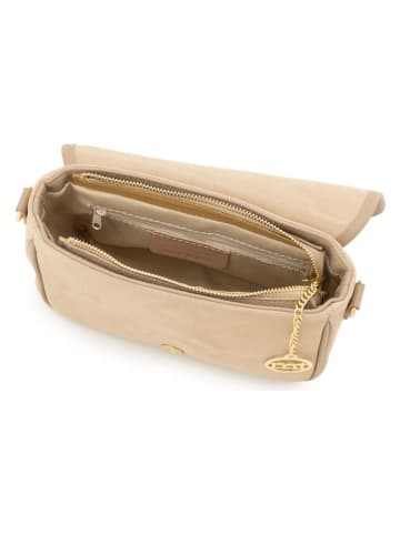 Mia Tomazzi Leren schoudertas "Magreglio" beige - (B)25 x (H)19 x (D)9 cm