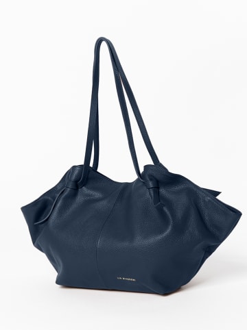 Lia Biassoni Leder-Shopper "Conza" in Dunkelblau - (B)60 x (H)33 x (T)15 cm