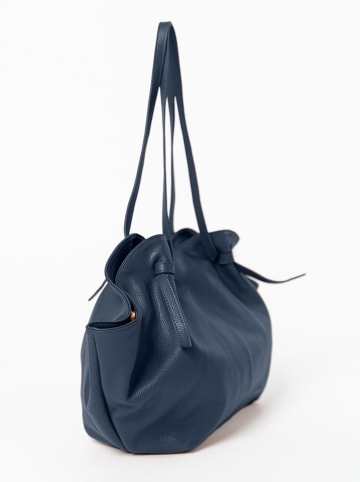 Lia Biassoni Skórzany shopper bag "Conza" w kolorze granatowym - 60 x 33 x 15 cm