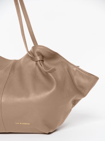 Lia Biassoni Leren shopper "Conza" beige - (B)60 x (H)33 x (D)15 cm