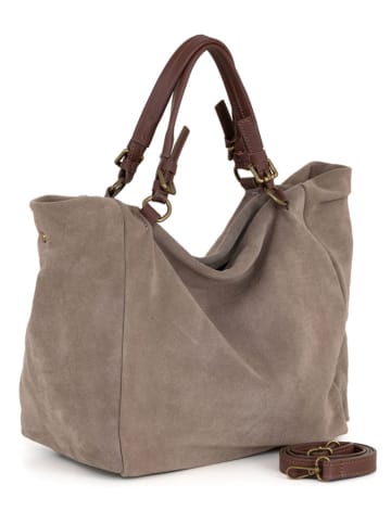 Lucca Baldi Leder-Shopper "Gimignano" in Taupe - (B)45 x (H)50 x (T)20 cm