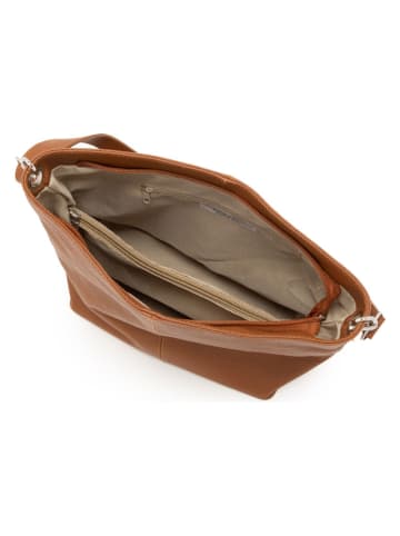 Lucca Baldi Leder-Umhängetasche "Trapani" in Hellbraun - (B)33 x (H)25 x (T)14 cm