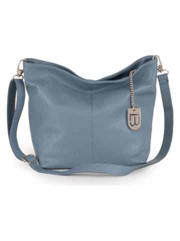 Lucca Baldi Leder-Umhängetasche "Trapani" in Hellblau - (B)33 x (H)25 x (T)14 cm