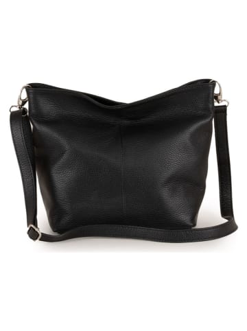 Lucca Baldi Leren schoudertas "Trapani" zwart - (B)33 x (H)25 x (D)14 cm