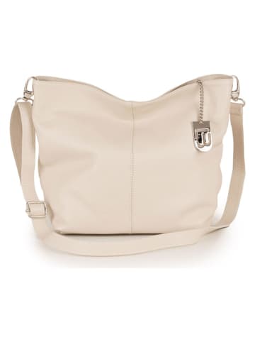 Lucca Baldi Leren schoudertas "Trapani" beige - (B)33 x (H)25 x (D)14 cm