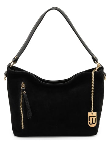 Lucca Baldi Leder-Schultertasche "Faenza" in Schwarz - (B)28 x (H)23 x (T)11 cm