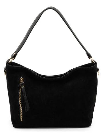 Lucca Baldi Leren schoudertas "Faenza" zwart - (B)28 x (H)23 x (D)11 cm