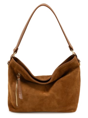 Lucca Baldi Leren schoudertas "Faenza" lichtbruin - (B)28 x (H)23 x (D)11 cm