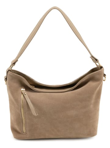 Lucca Baldi Leren schoudertas "Faenza" beige - (B)28 x (H)23 x (D)11 cm