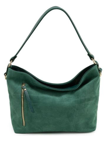 Lucca Baldi Leren schoudertas "Faenza" groen - (B)28 x (H)23 x (D)11 cm