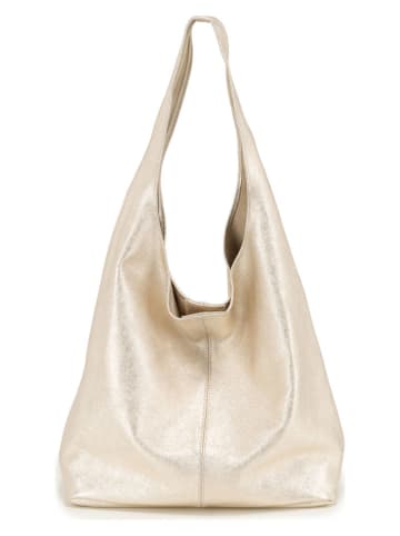 Lucca Baldi Leder-Schultertasche "Terracina" in Gold - (B)32 x (H)32 x (T)16 cm
