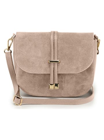 Lucca Baldi Leren schoudertas "Varallo" taupe - (B)21 x (H)18 x (D)8 cm