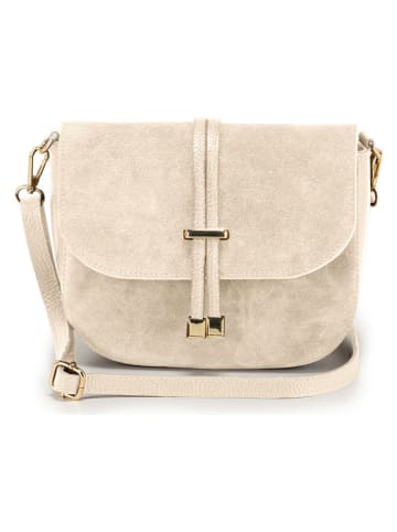 Lucca Baldi Leder-Umhängetasche "Varallo" in Beige - (B)21 x (H)18 x (T)8 cm
