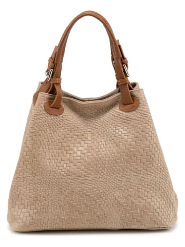 Lucca Baldi Leren handtas "Sarzana" beige - (B)37 x (H)45 x (D)15 cm