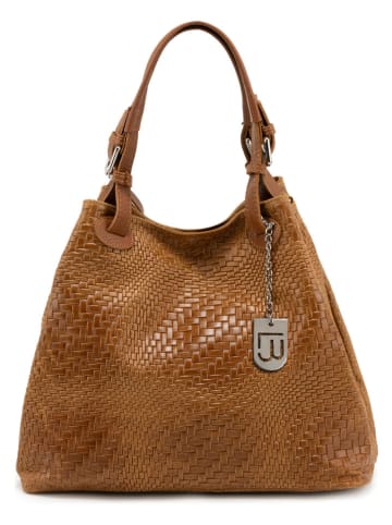 Lucca Baldi Skórzana torebka "Sarzana" w kolorze jasnobrązowym - 37 x 45 x 15 cm