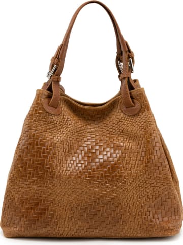 Lucca Baldi Skórzana torebka "Sarzana" w kolorze jasnobrązowym - 37 x 45 x 15 cm