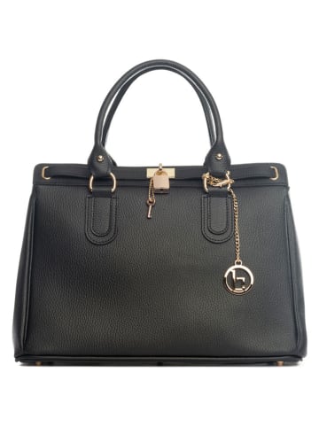 Lia Biassoni Leren handtas "Nure" zwart - (B)36 x (H)28 x (D)18 cm