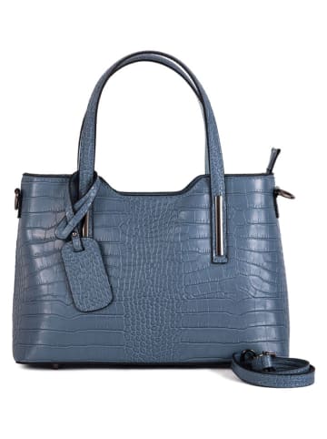 Lia Biassoni Leren handtas "Acco" blauw - (B)32 x (H)22 x (D)12 cm