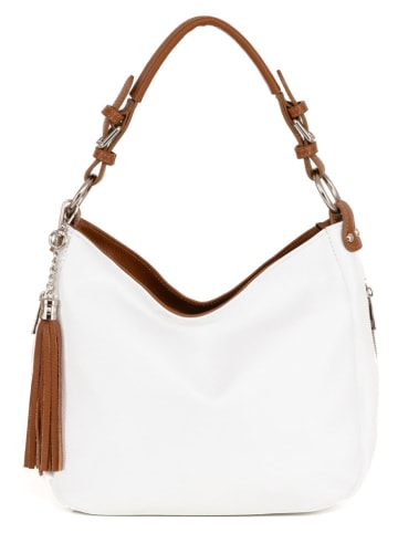 Lia Biassoni Leren schoudertas "Garga" wit - (B)36 x (H)26 x (D)10 cm