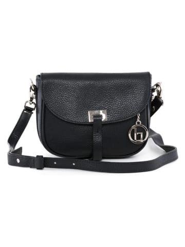 Lia Biassoni Leder-Umhängetasche "Neva" in Schwarz - (B)20 x (H)16 x (T)6 cm