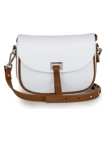 Lia Biassoni Leder-Umhängetasche "Neva" in Weiß - (B)20 x (H)16 x (T)6 cm